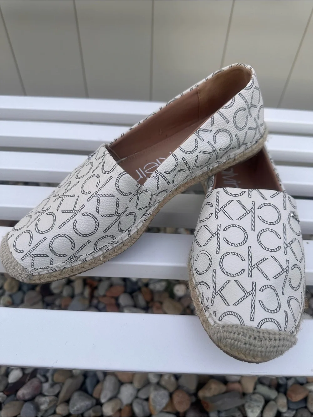 Calvin Klein White Logo Espadrille Slip-Ons